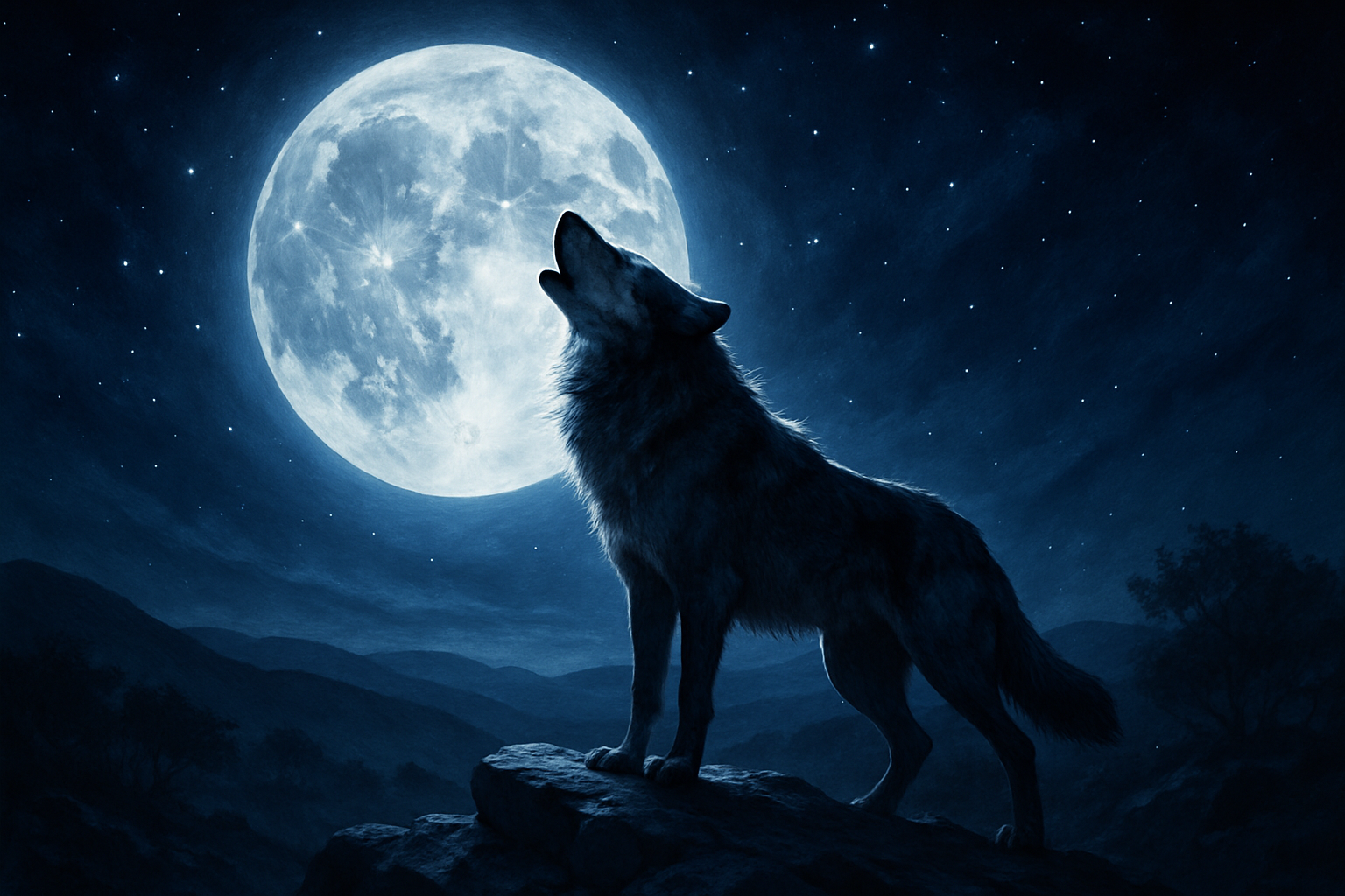 lone wolf howling at the moon